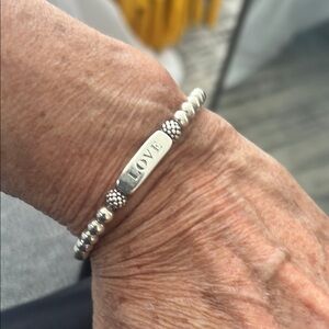 LAGOS Silver Beaded Bracelet with Engraved Charm